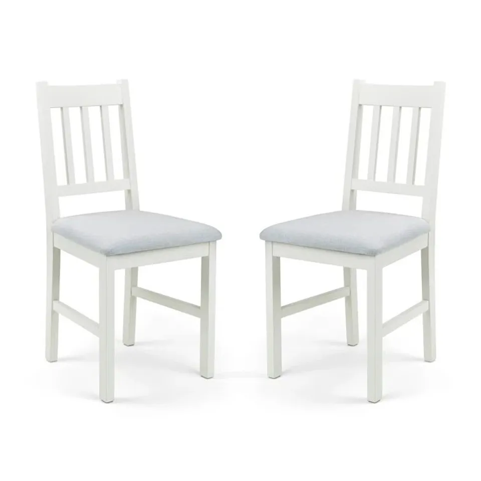 BOXED CARAMAL SLAT BACK SIDE CHAIR WHITE & GREY