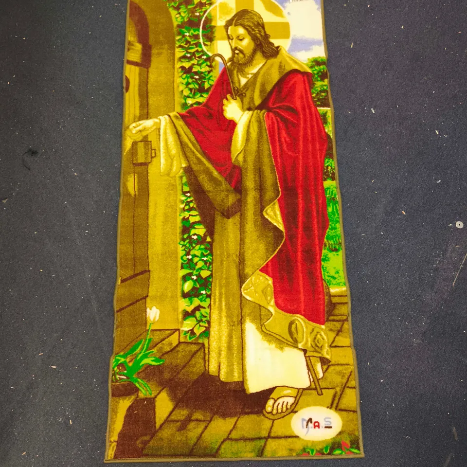 CHRISTIAN RELIGIOUS RUG – JESUS AT THE DOORWAY, RED CLOAK (80X180)