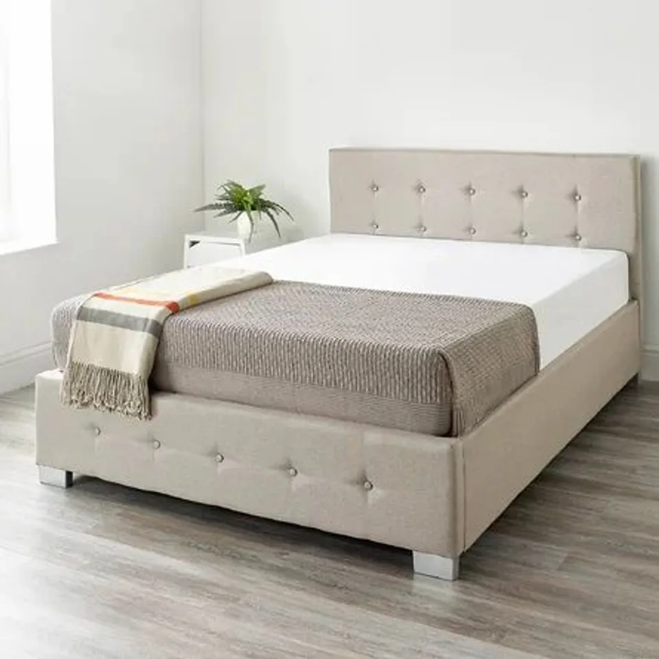 LAGGAN UPHOLSTERED OTTOMAN BED COLOUR NATURAL 