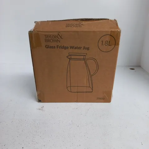 TAYLOR & BROWN GLASS FRIDGE WATER JUG, 1.8L – BOXED