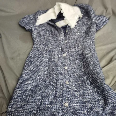EAST HAMPTON NAVY SEQUIN BOUCLE MINI DRESS – UK 8