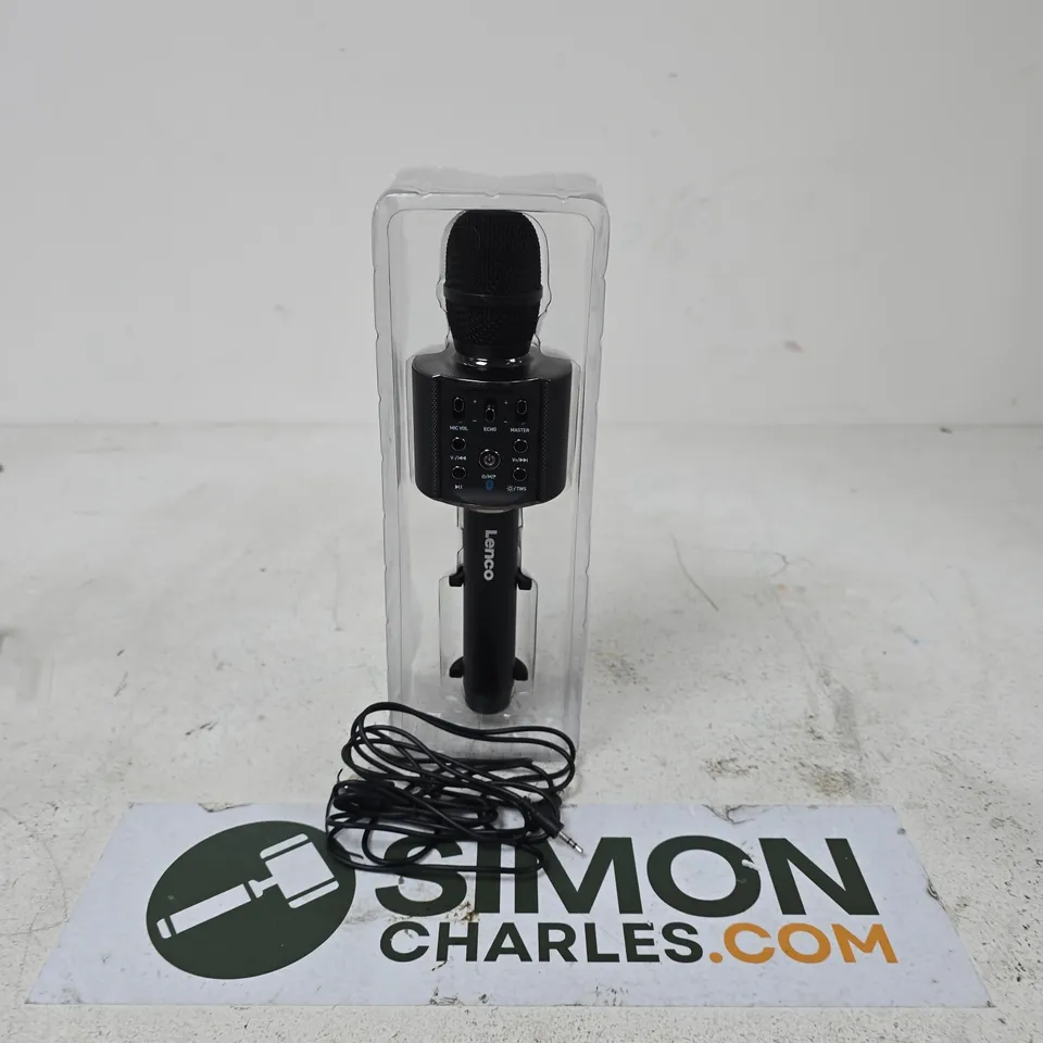 LENCO KARAOKE BLUETOOTH MICROPHONE WITH SPEAKER AND LIGHTS – MODEL BMC-090BK (V2)