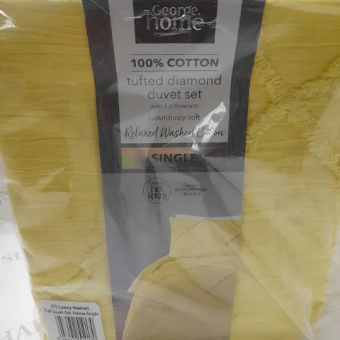 LOT OF 6 GEORGE TUFTED DIAMOND YELLOW DUVET SETS - SINGLE