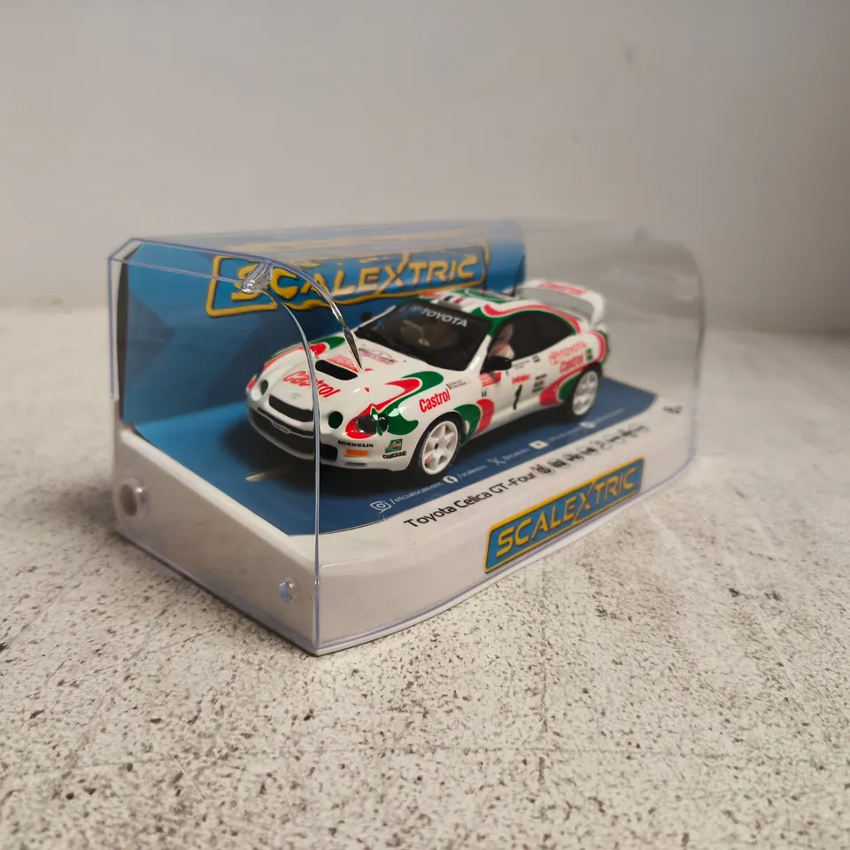 SCALEXTRIC TOYOTA CELICA GT-FOUR SLOT CAR IN DISPLAY CASE