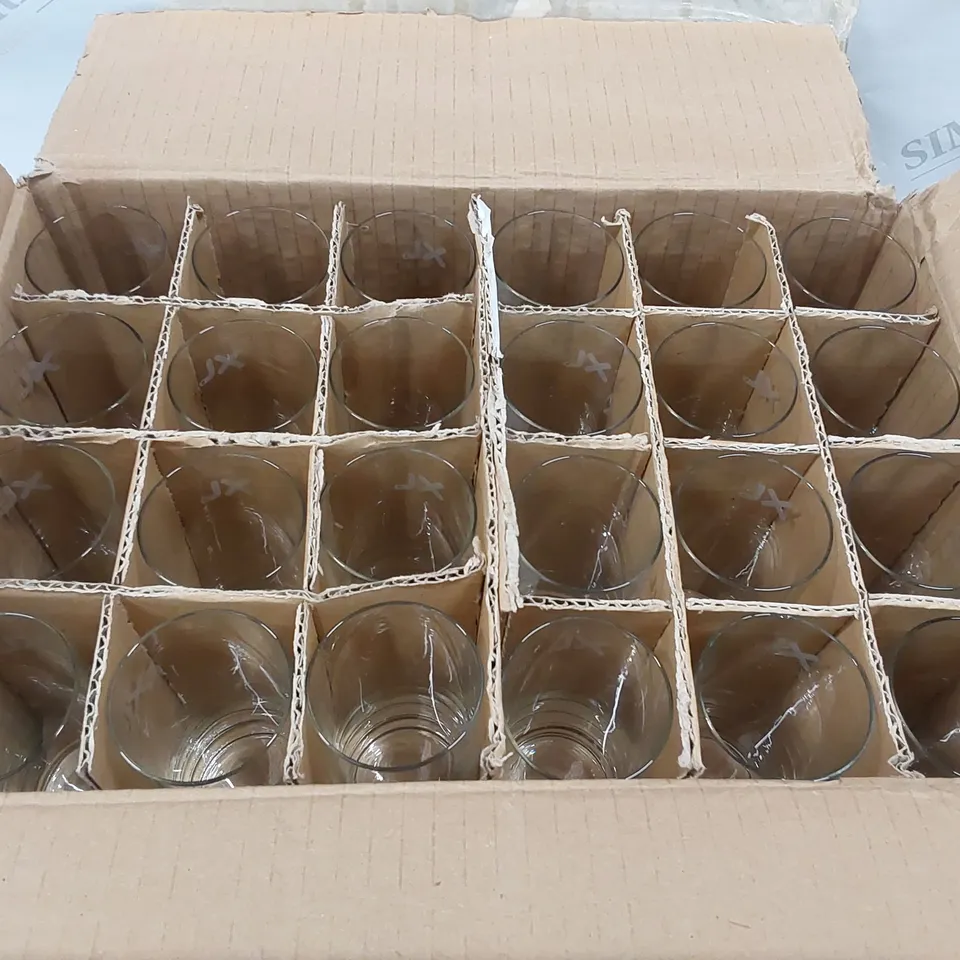 BOX OF APPROXIMATELY 40X EXCEL TUMBLER GLASSES - SIZE UNSPECIFIED (1 BOX)