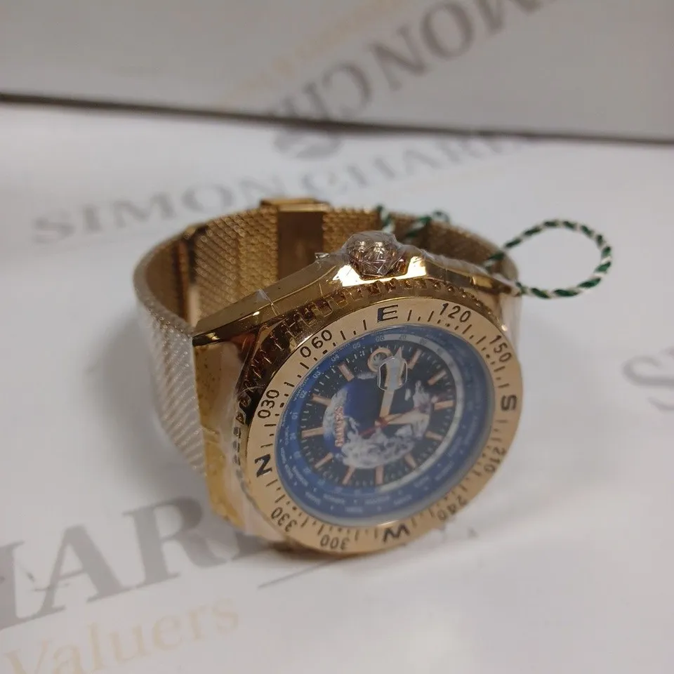 GAMAGES LONDON ATLAS ROSE MESH STRAP WATCH 