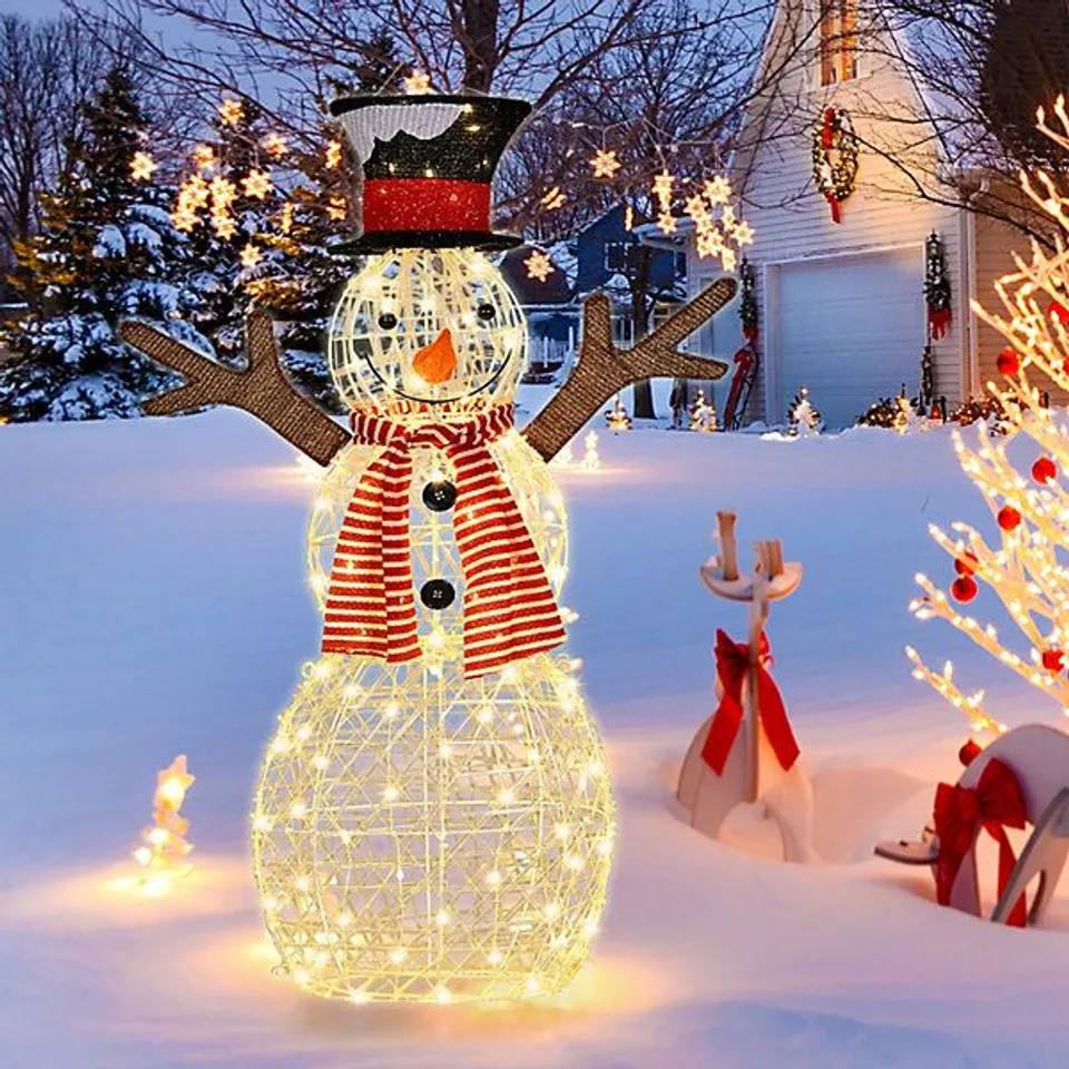 BOXED LIGHTED STANDING SNOWMAN CHRISTMAS DECORATION PRE-LIT 80 LED (1 BOX)