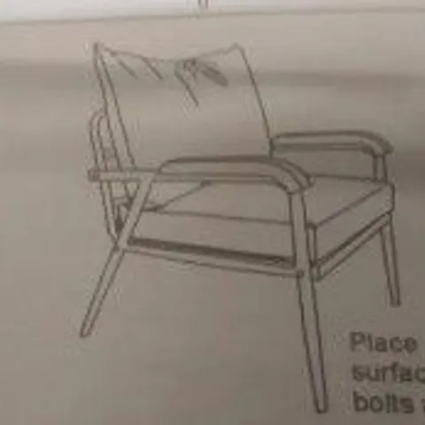 BOXED DARK BROWN LEATHER CHAIR WITH WOODEN ARMS (1 BOX)