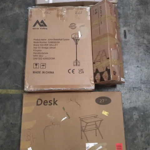 PALLET CONTAINING ASSORTED PRODUCTS INCLUDING CLOTHES AIRER, JUNIOR BASKETBALL SYSTEM, DESK & PLAYPEN