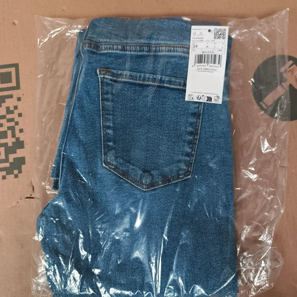 BAGGED MANGO BOOTCUT JEANS IN BLUE SIZE UK 6