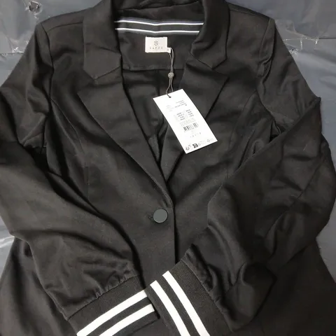 KAFFE KINNIE SPORT SLEEVE BLAZER - BLACK - SIZE MEDIUM