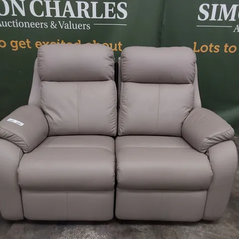 QUALITY BRITISH DESIGNER G PLAN KINGSBURY POWER RECLINING TWO SEATER SOFA OXFORD MUSHROOM LEATHER 