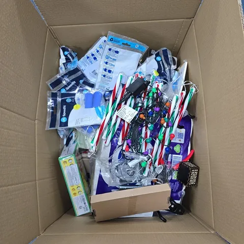 BOX OF APPROXIMATELY 20 ASSORTED HOUSEHOLD GOODS TO INCLUDE: GLASS SUPERGLUE AND OUTDOOR EXTENSION CORD COVER