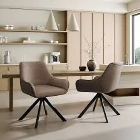 BOXED SWIVEL DINING CHAIRS SET OF 2, 360° SWIVEL KITCHEN CHAIR FOR LIVING ROOM WITH ARMRESTS
