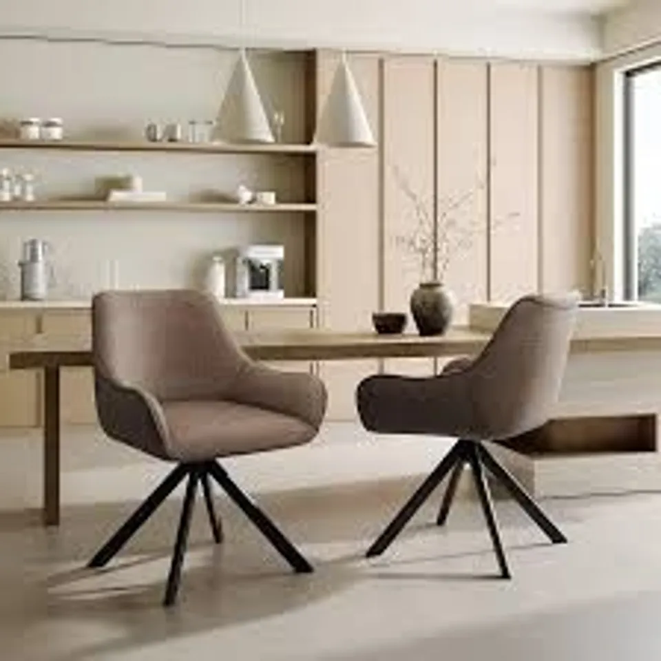 BOXED SWIVEL DINING CHAIRS SET OF 2, 360° SWIVEL KITCHEN CHAIR FOR LIVING ROOM WITH ARMRESTS