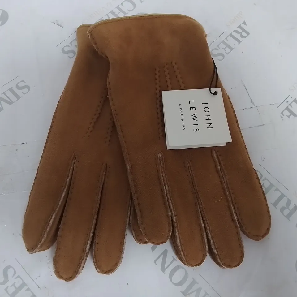 JOHN LEWIS TAN SHEEPSKIN GLOVES - L