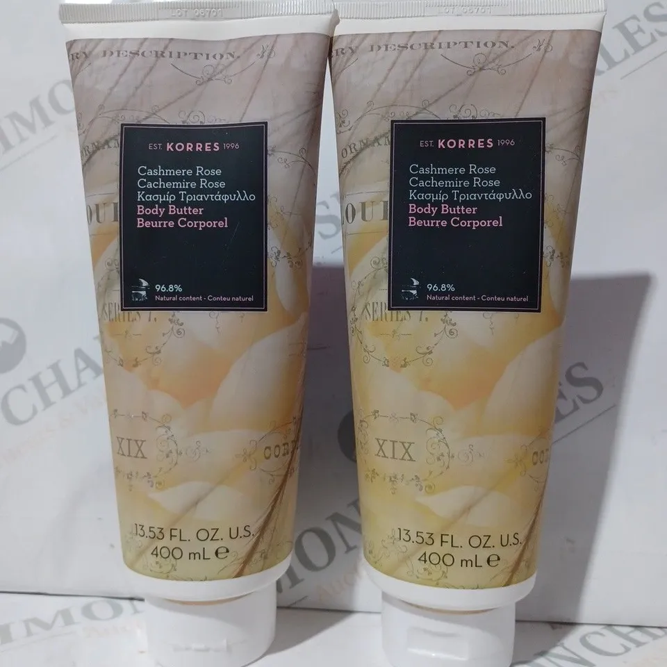 BOXED KORRES CASHMERE ROSE MEGA SIZE BODY BUTTER DUO 400ML