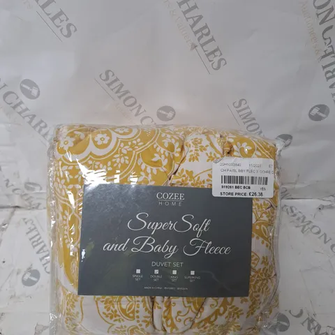 COZEE HOME PAISLEY SUPERSOFT BABY FLEECE 3 PIECE DUVET SET OCHRE DOUBLE