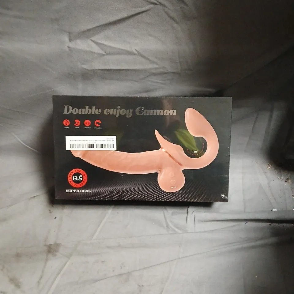 DOUBLE ENJOY CANNON – 13.5"  PINK CURVED DILDO, BOXED (ADULT TOY)