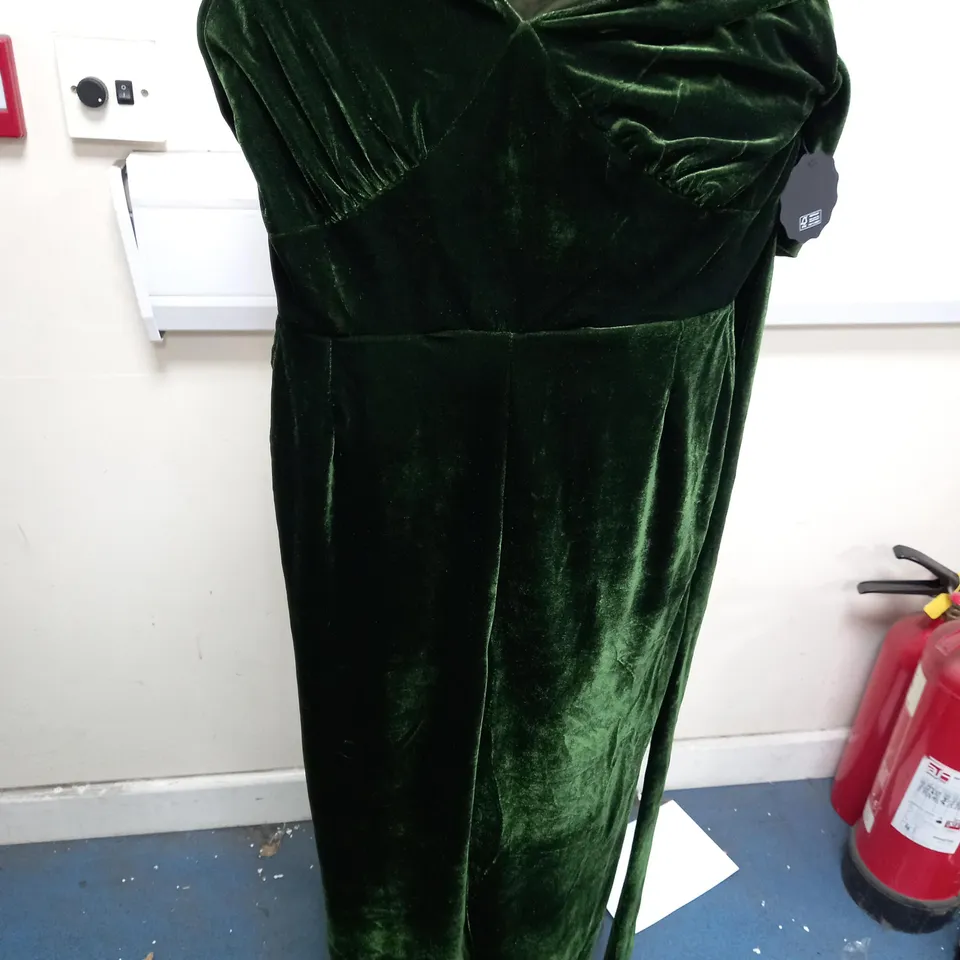 JOANIE BELLATRIX SHORT SLEEVE VELVET JUMPSUIT - GREEN SIZE 12