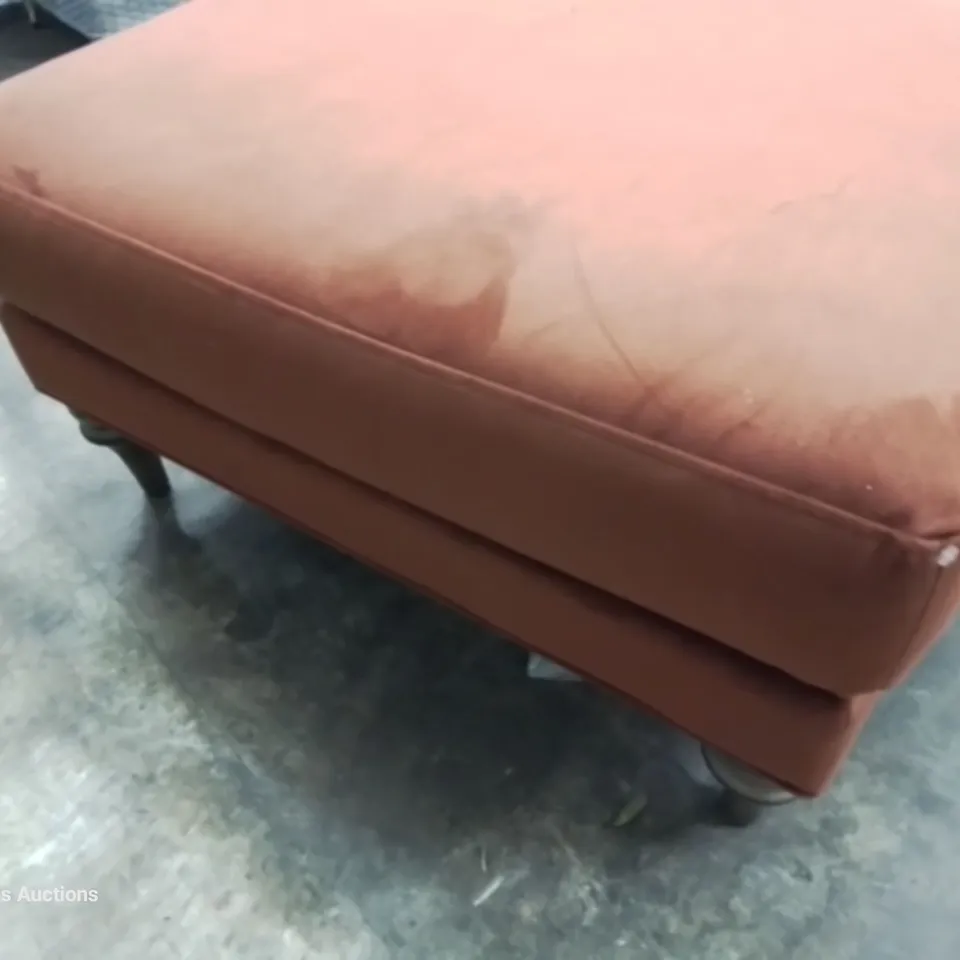 QUALITY BRITISH DESIGNER LOUNGE Co. RECTANGULAR FOOTSTOOL PLUSH BURNT ORANGE FABRIC 