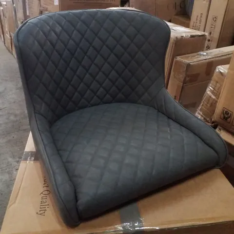 BOXED SET OF 2 DUNDAS PU LEATHER DINING CHAIRS - GREY