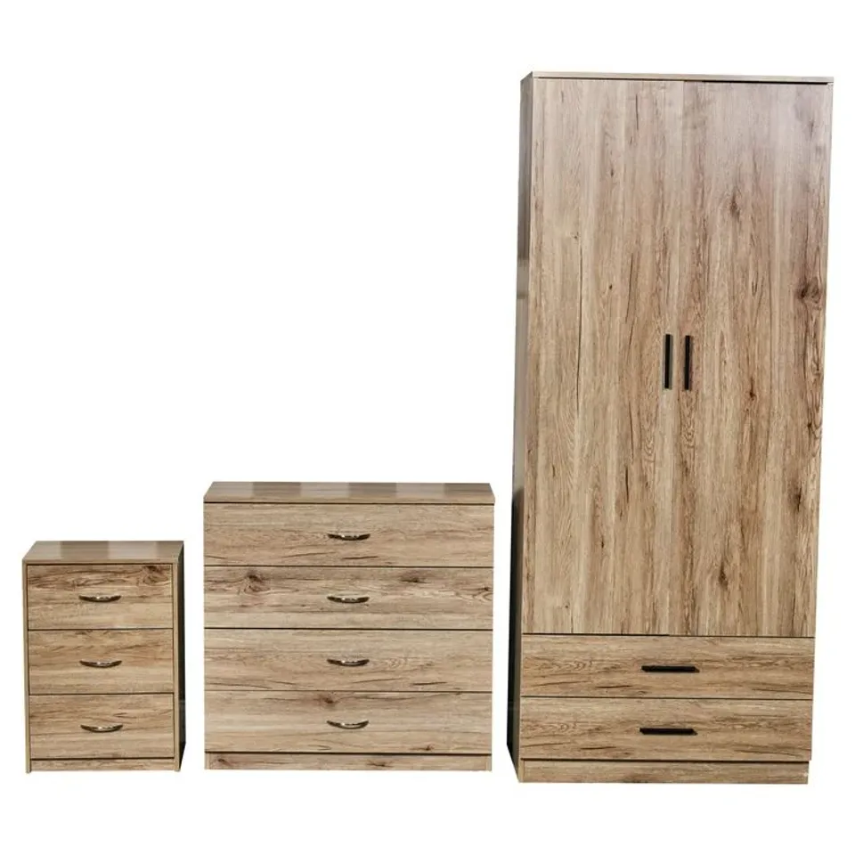 BOXED FOLLANSBEE 3 PIECD BEDROOM SET OAK (2 BOXES)