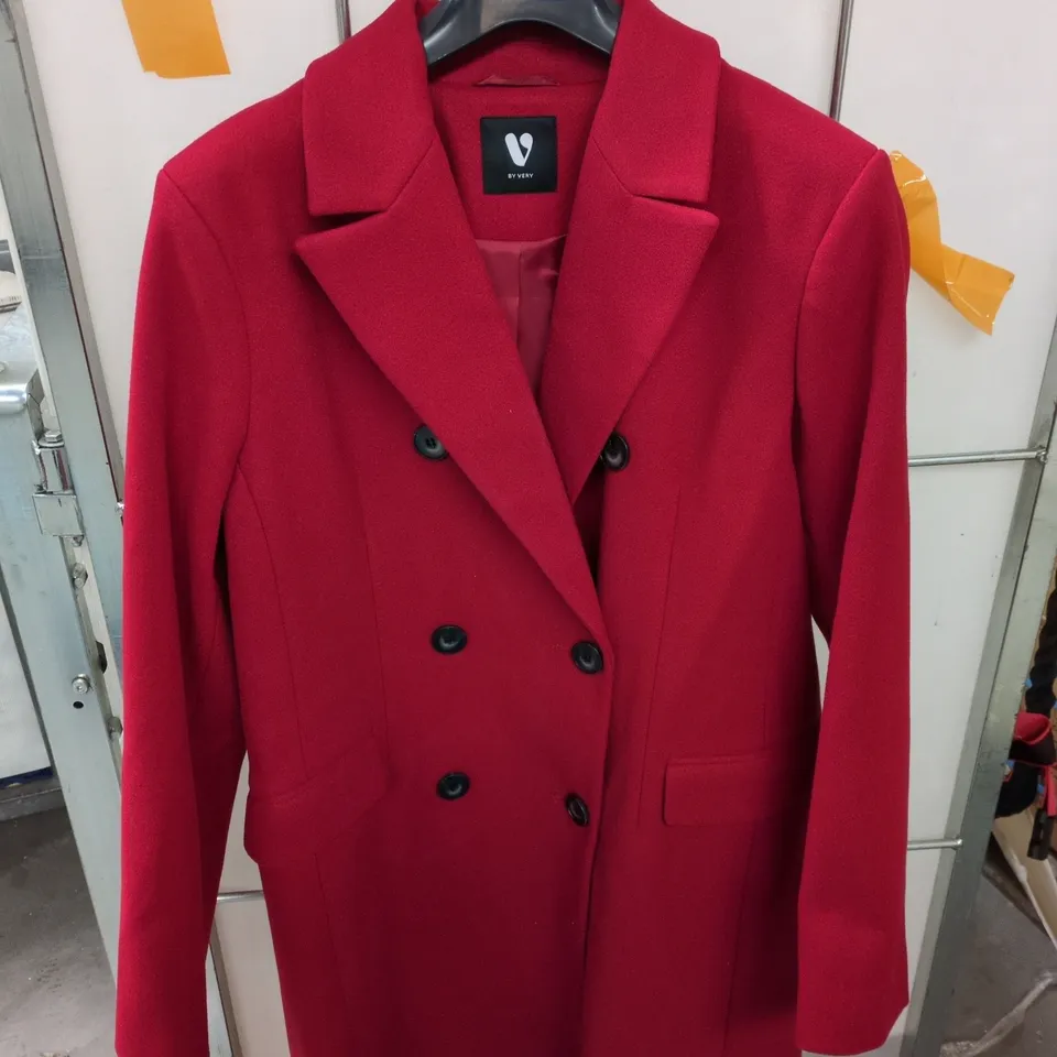 V BY VERY RED DOUBLE-BREASTED COAT – WOMEN'S OUTERWEAR SIZE 16