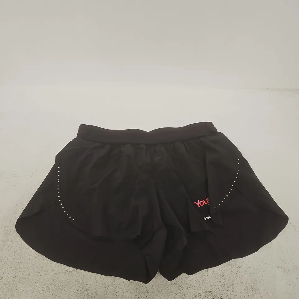 LULULEMON FAST AND FREE HIGH-RISE SPLIT SHORT 3IN INSEAM – BLACK – SIZE S