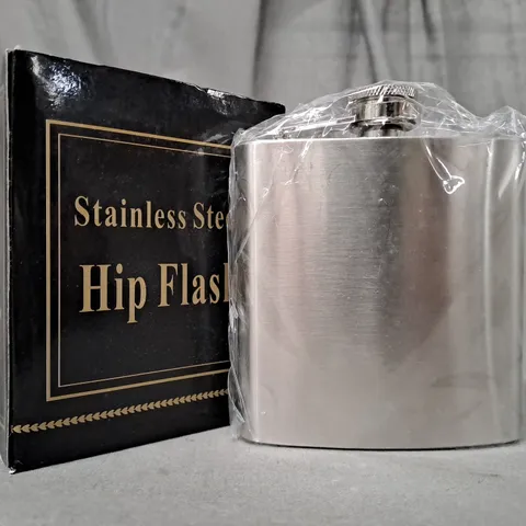 BOX OF APPROXIMATELY 20 ASSORTED UNBRANDED STAINLESS STEEL HIP FLASKS - COLLECTION ONLY