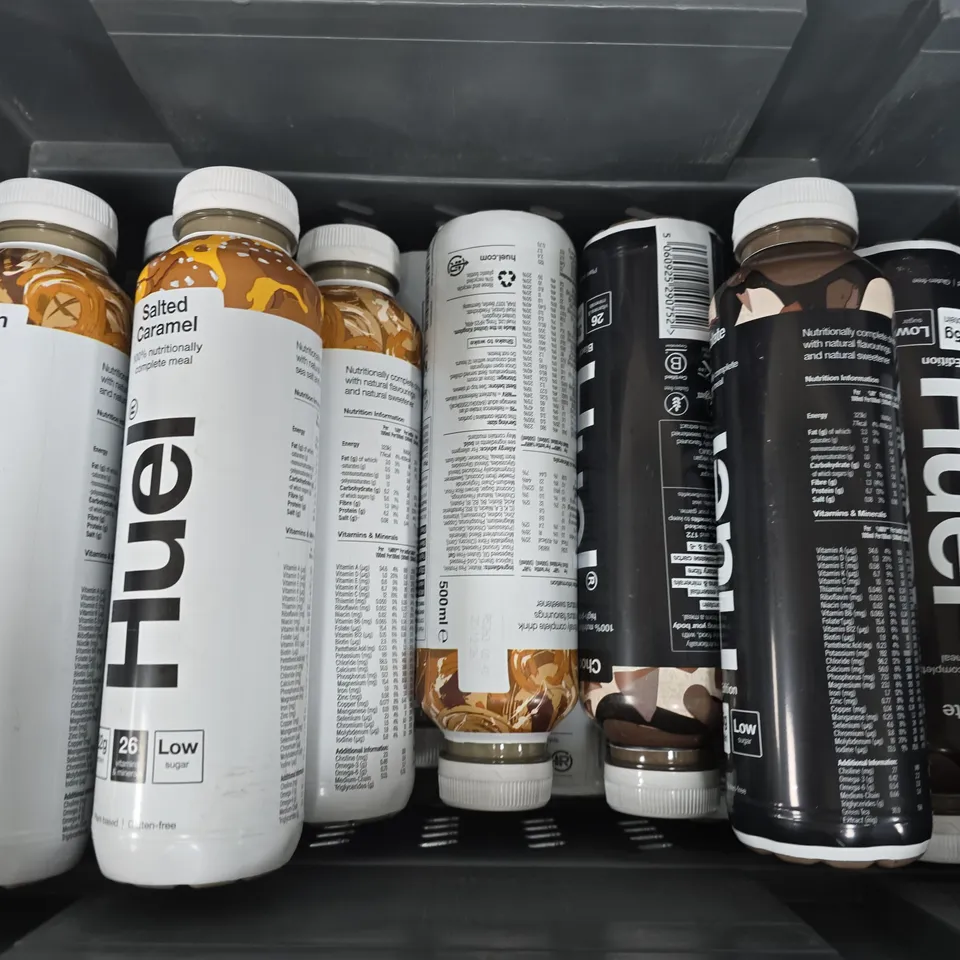 APPROXIMATELY 14 ASSORTED HUEL PRODUCTS TO INCLUDE BLACK EDITION CHOCOLATE, CINNAMON SWIRL, SALTED CARAMEL, ETC - COLLECTION ONLY