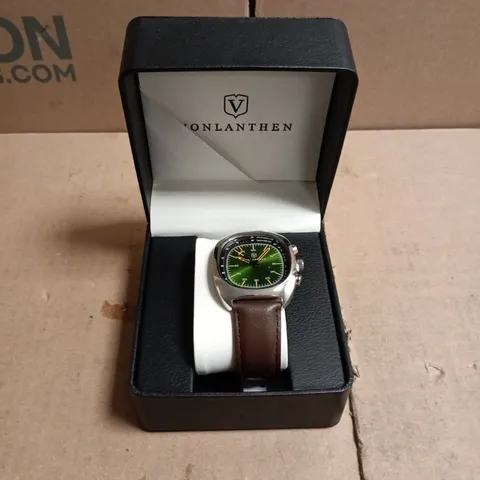 MENS VONLANTHEN AVIATION WATCH – LEATHER STRAP – 3ATM WATER RESISTANT – GIFT BOX