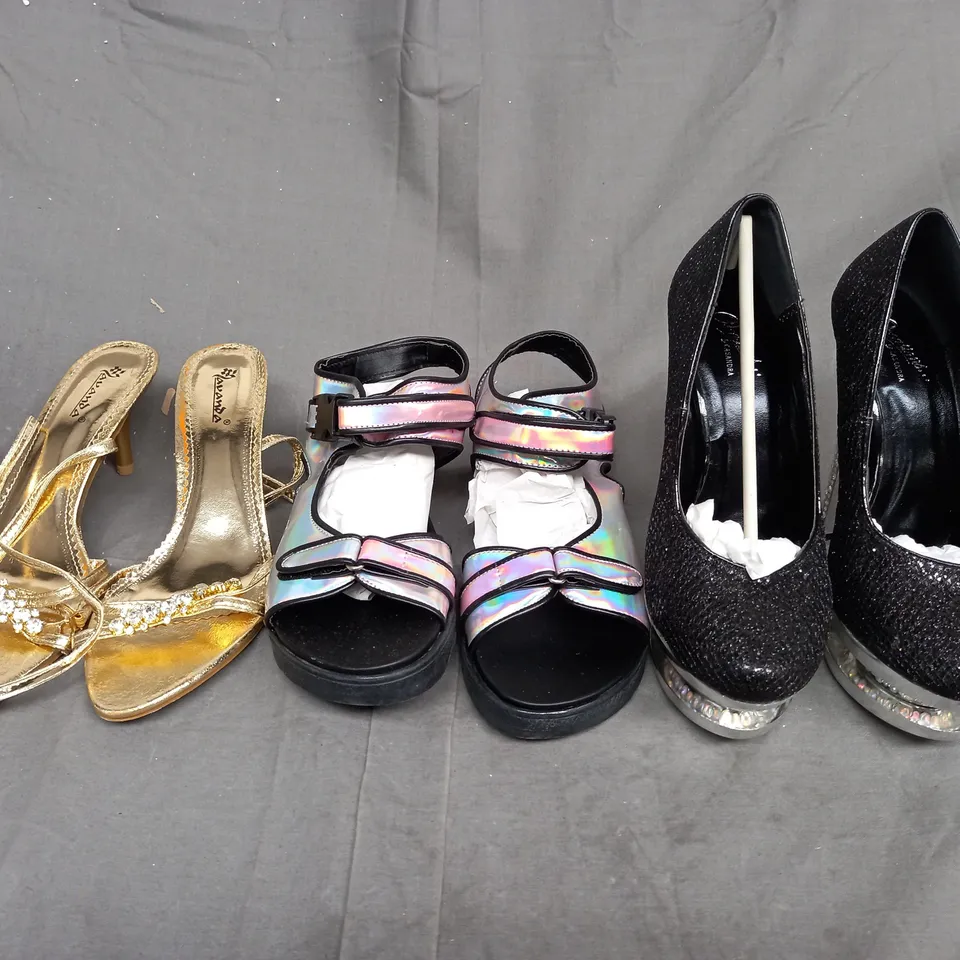 MEDIUM BOX OF ASSORTED SHOES IN VARIOUS COLOURS AND SIZES 