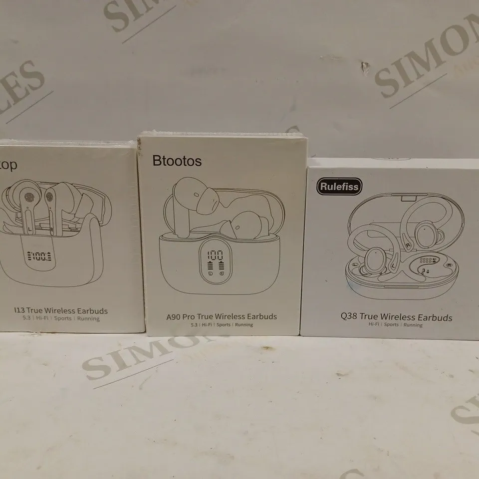 BOX TO CONTAIN 3 X ASSORTED TRUE WIRELESS EARBUDS