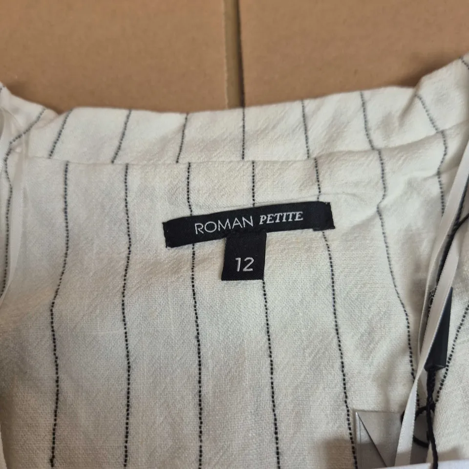 ROMAN PETITE STRIPED BUTTON-FRONT BLOUSE, UK 12