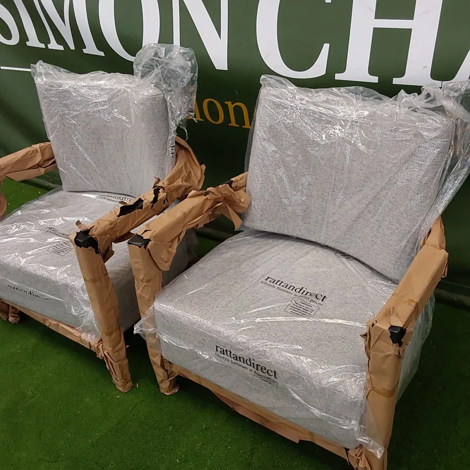 SET OF 2 ALINA ALUMINIUM AND FABRIC ARMCHAIRS WITH CUSHIONS 