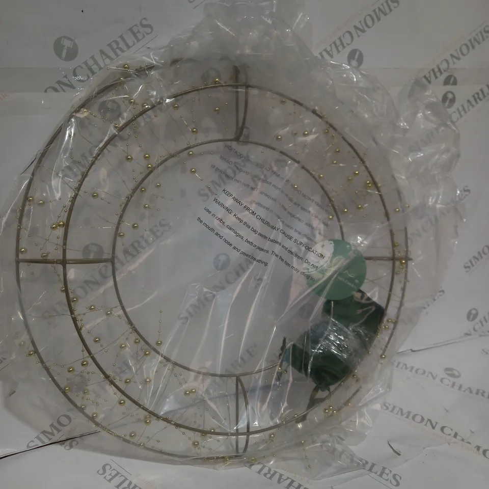 SARA DAVIES GOLD PRE-LIT BEADED WREATH