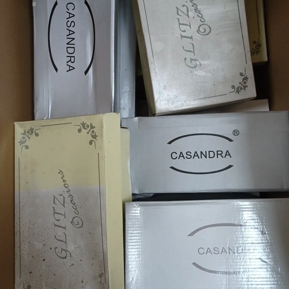 BOX OF APPROXIMATELY 10 ASSORTED SHOES TO INCLUDE JUNIOR SHOE, HIGH HEELS, FLIP FLOPS ETC