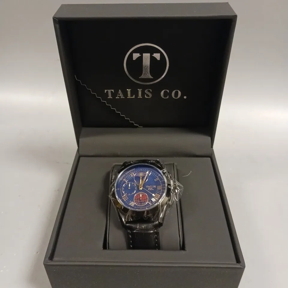 MENS TALIS CO 7120 CHRONOGRAPH WATCH – MOON PHASE MOVEMENT – GENUINE LEATHER STRAP