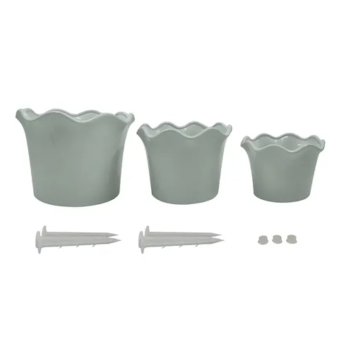 GARDEN STORIES SET OF 3 SORBET COLLECTION CERAMIC SCALLOPED PLANTERS