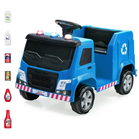 BOXED 12V KIDS RIDE-ON GARBAGE TRUCK WITH WARNING LIGHTS