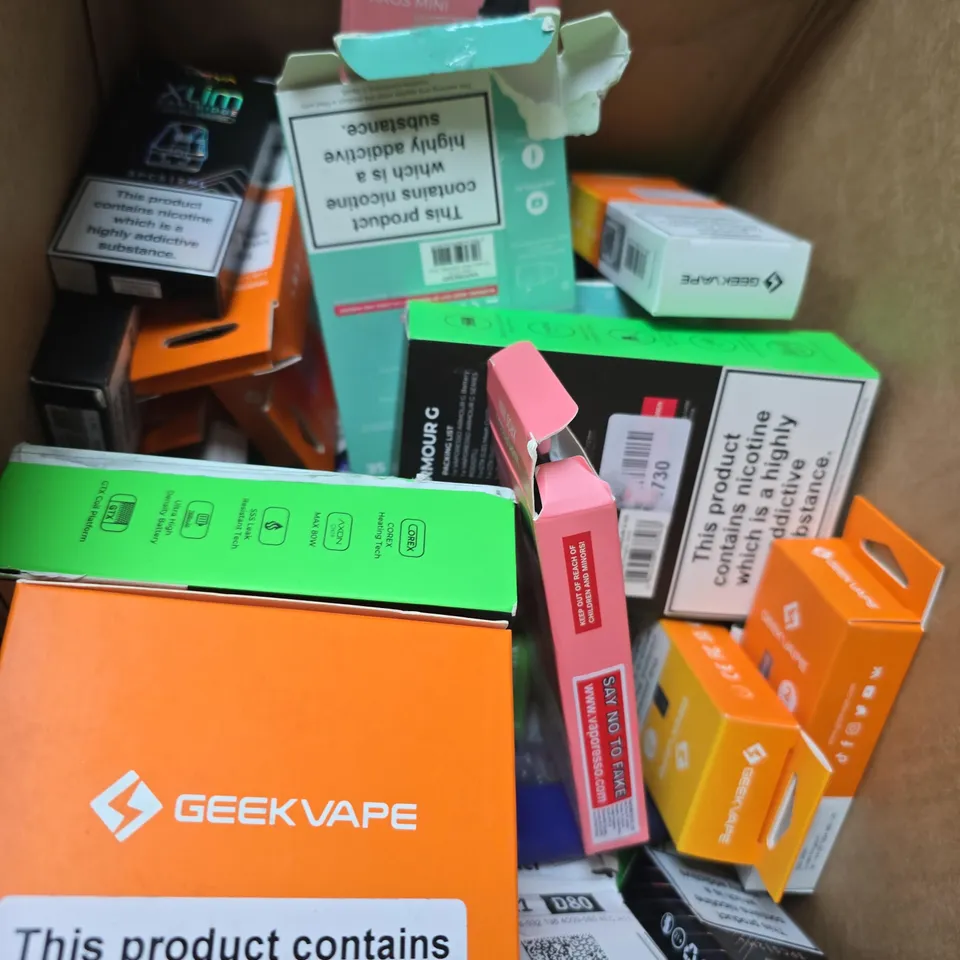 APPROXIMATELY 30 ASSORTED E-CIG PRODUCTS AND ACCESSORIES TO INCLUDE VAPORESSO AND GHOST 