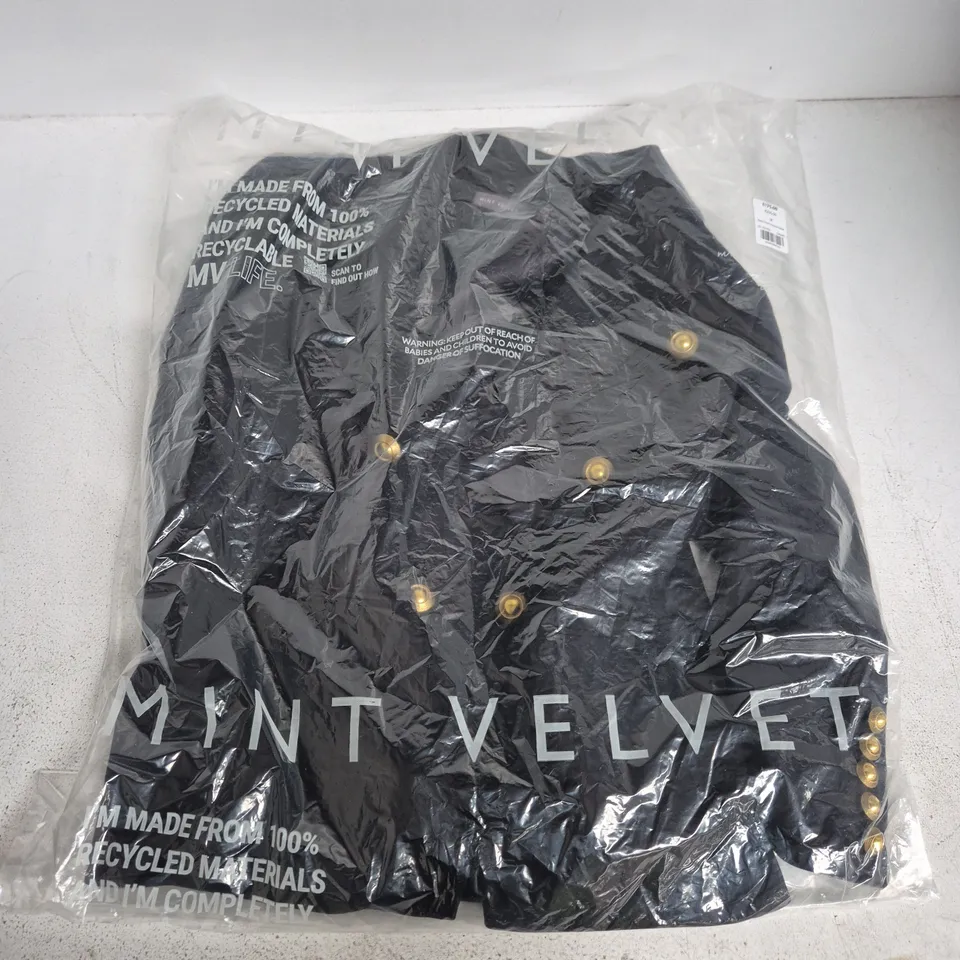 BAGGED MINT VELVET BLACK DOUBLE BREASTED BLAZER – UK SIZE M