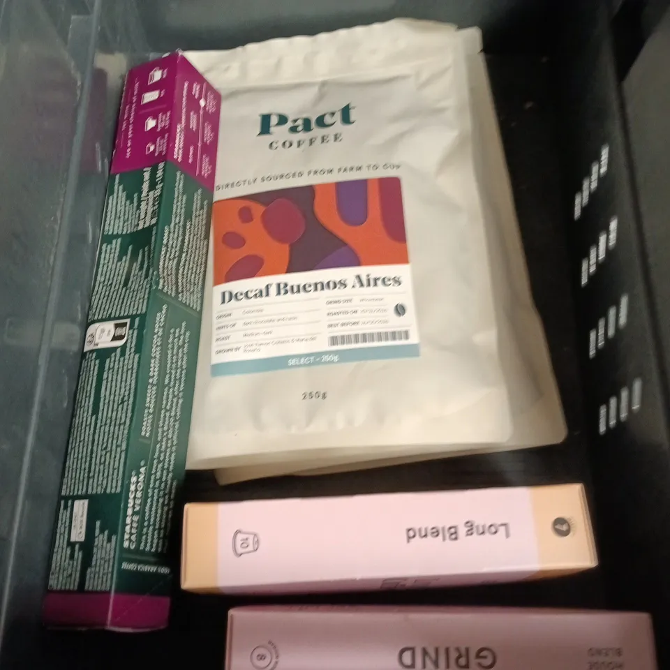 APPROXIMATELY 10 ASSORTED COFFEE ITEMS TO INCLUDE - GRIND, L'OR AND PACT