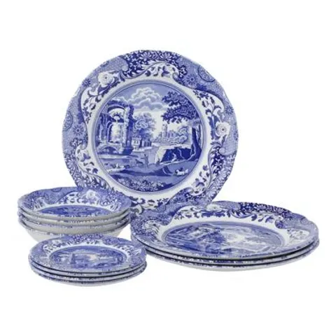 BOXED BLUE ITALIAN 12 PIECE DINNERWARE SET SERVICE FOR 4