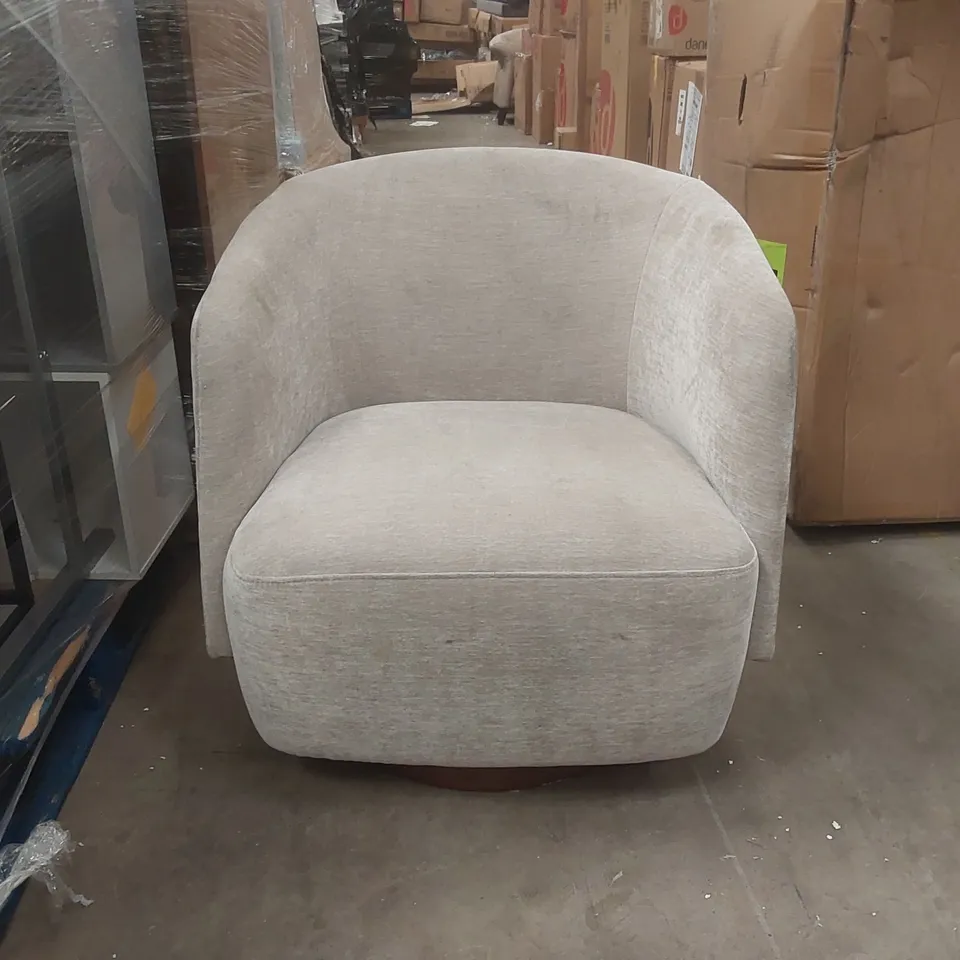 DANETTI NATALIA LIGHT GREY CHENILLE SWIVEL ACCENT CHAIR