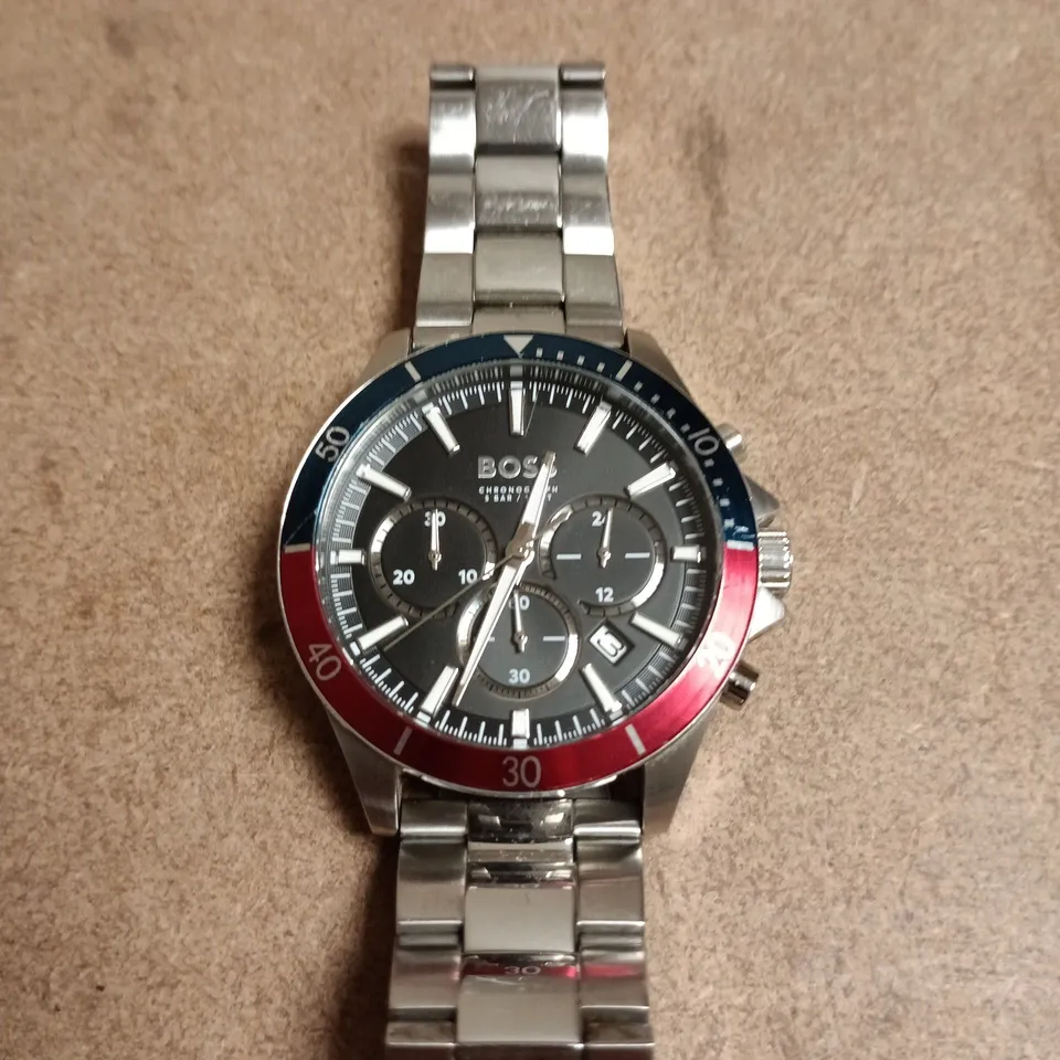 HUGO BOSS CHRONOGRAPH STAINLESS STEEL WATCH - BOXED