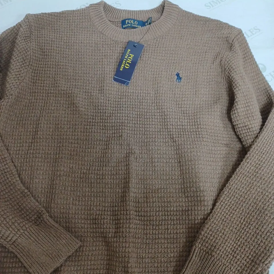POLO RAPLH LAUREN BROWN KNITTED JUMPER - MEDIUM