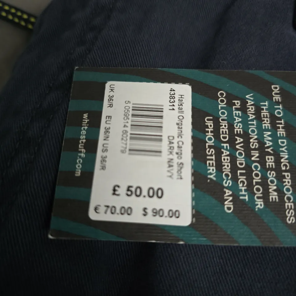 WHITE STUFF CARGO SHORTS - DARK NAVY, UK 36R (MEN'S)