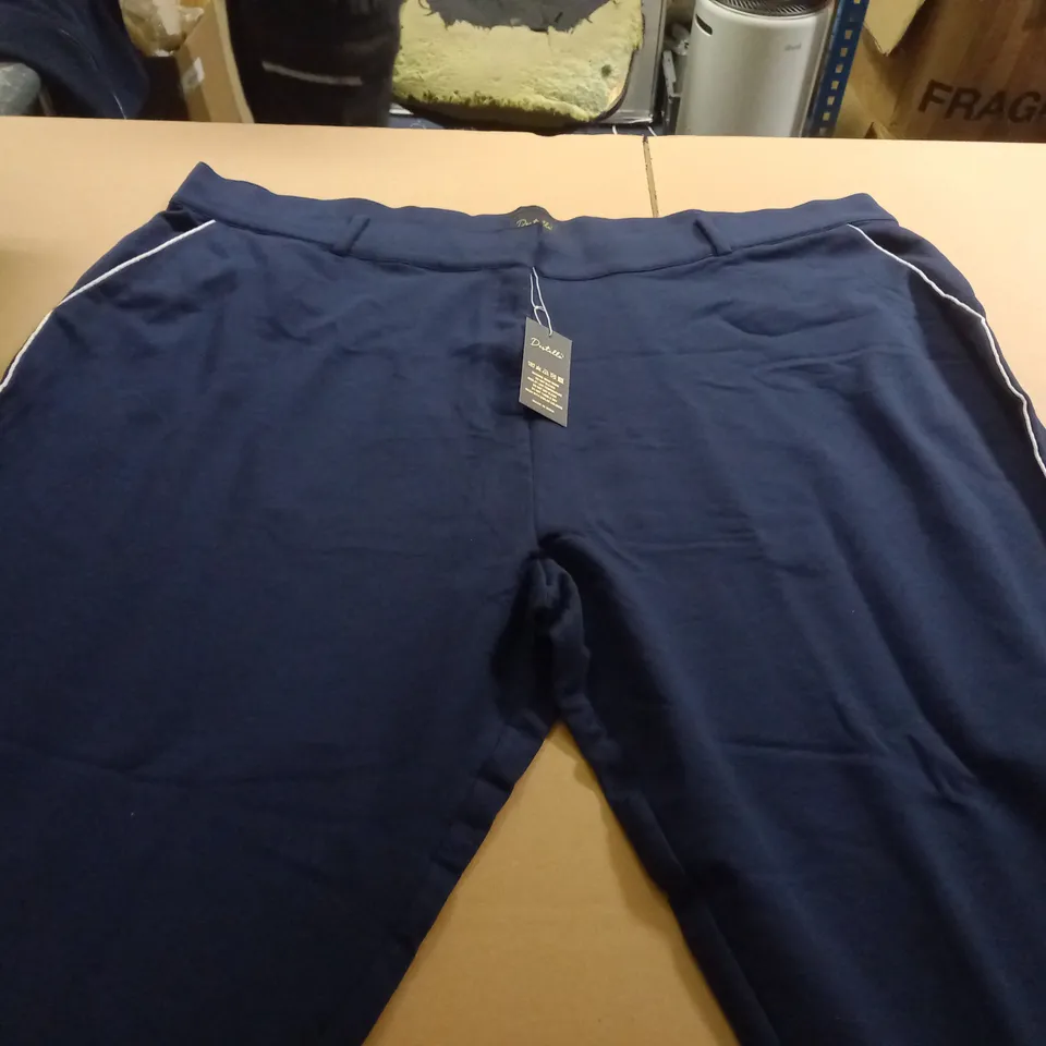 BOX OF APPROXIMATELY 20 BRAND NEW DESTELLO NAVY TROUSERS - UK 22